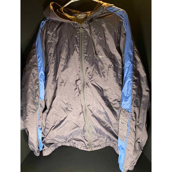 Nike Gray Spellout Windbreaker Jacket Mens XL Retro 90s Y2K Gray Tag Hoodie - Picture 1 of 7